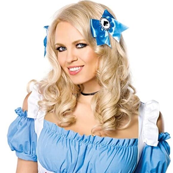 🎃 - ALICE IN Wonderland Blue Bows- 2 Bows Per Pack - Picture 1 of 9
